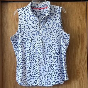 Tommy Bahama Island Zone Women's Blue Leopard Print Sleeveless Top -XL